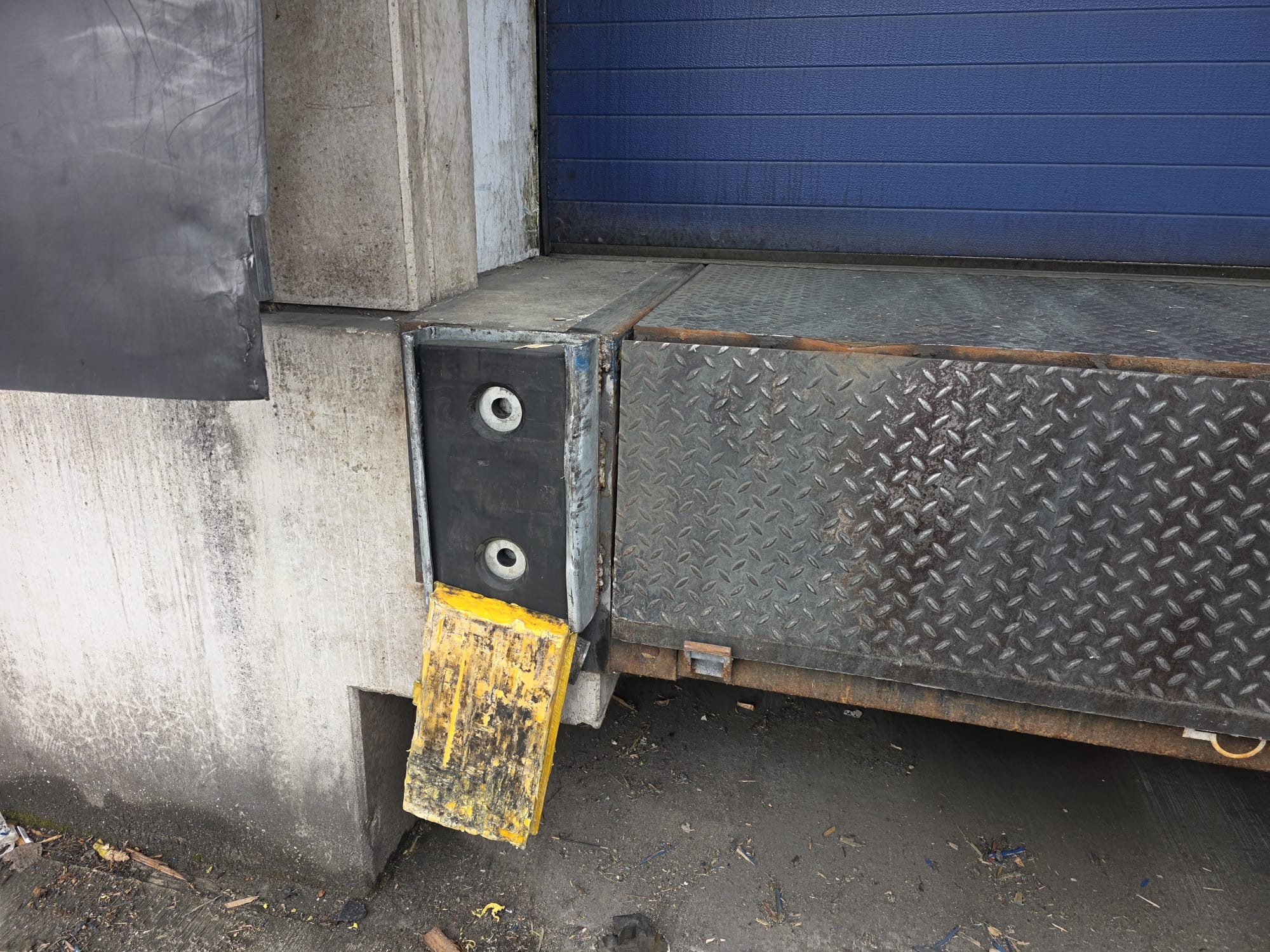Damaged dock bumper requiring emergency attention