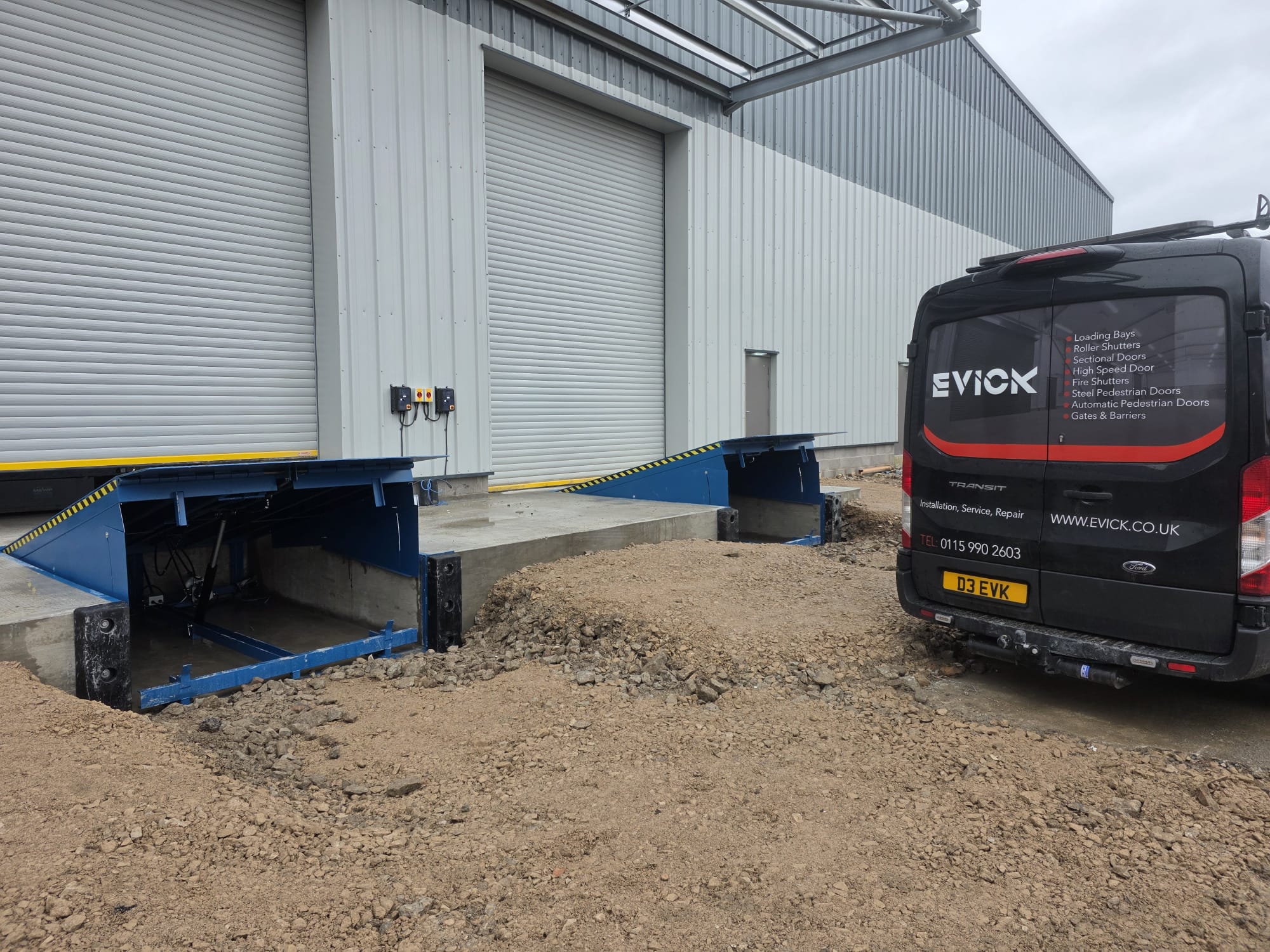 Dock leveller installation at an industrial unit
