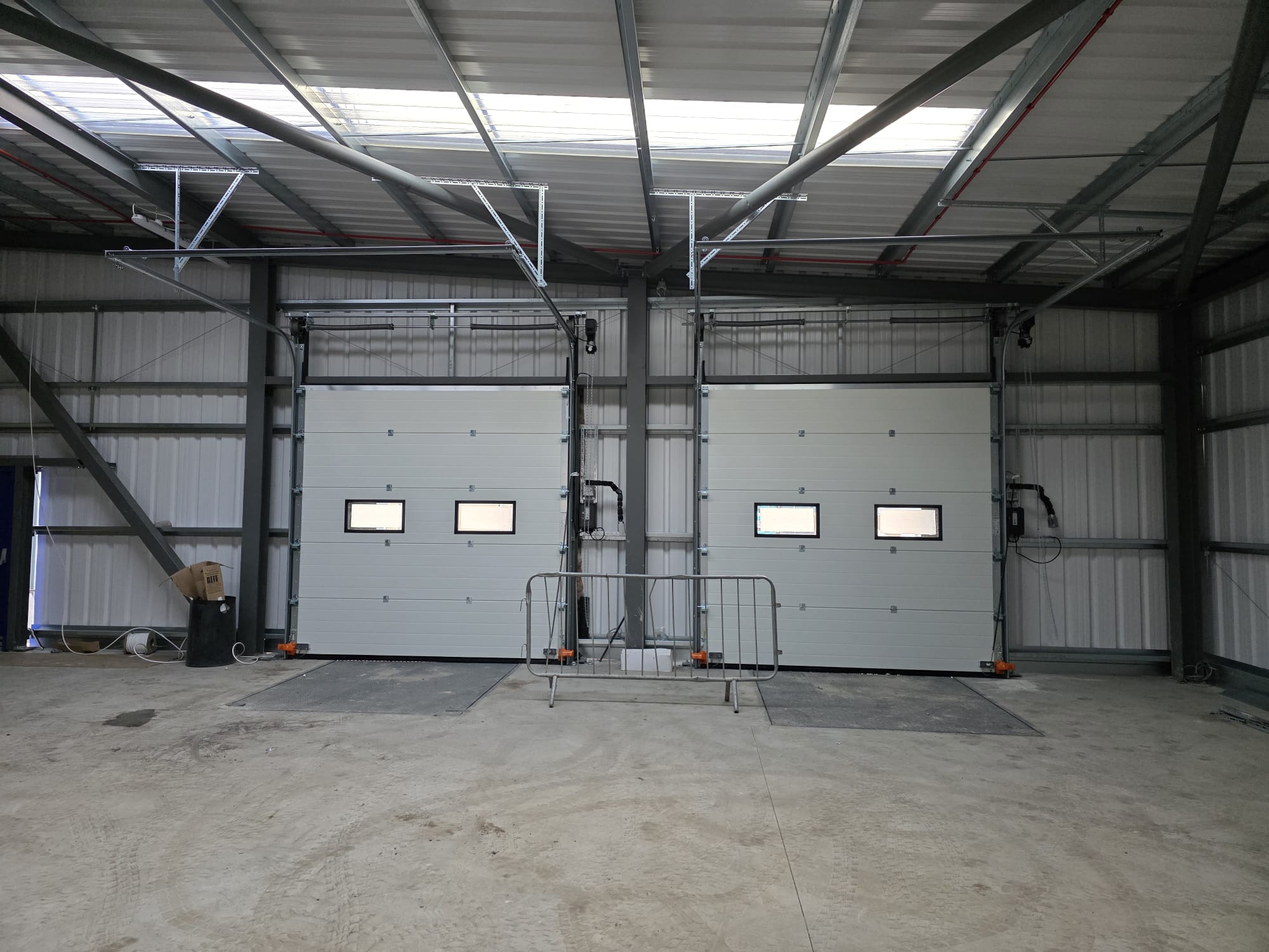 Internal sectional overhead door installation