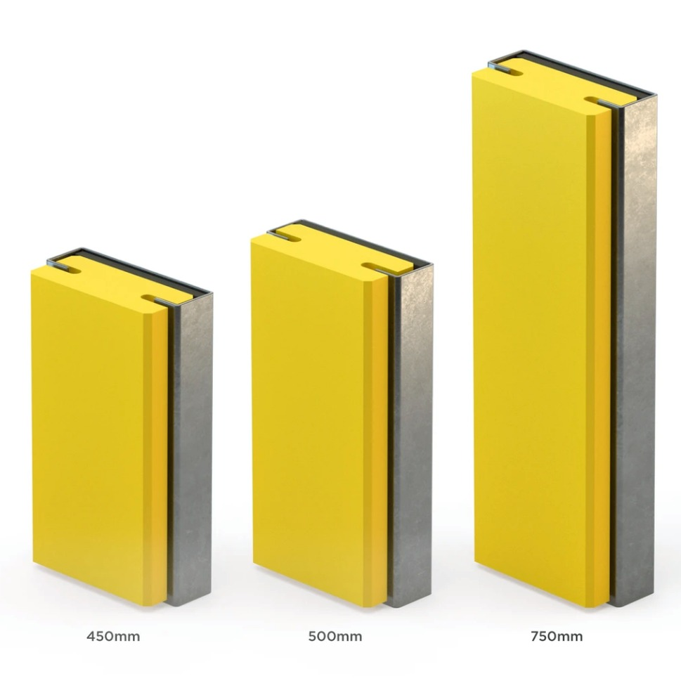 High-visibility polyurethane dock buffers in several heights