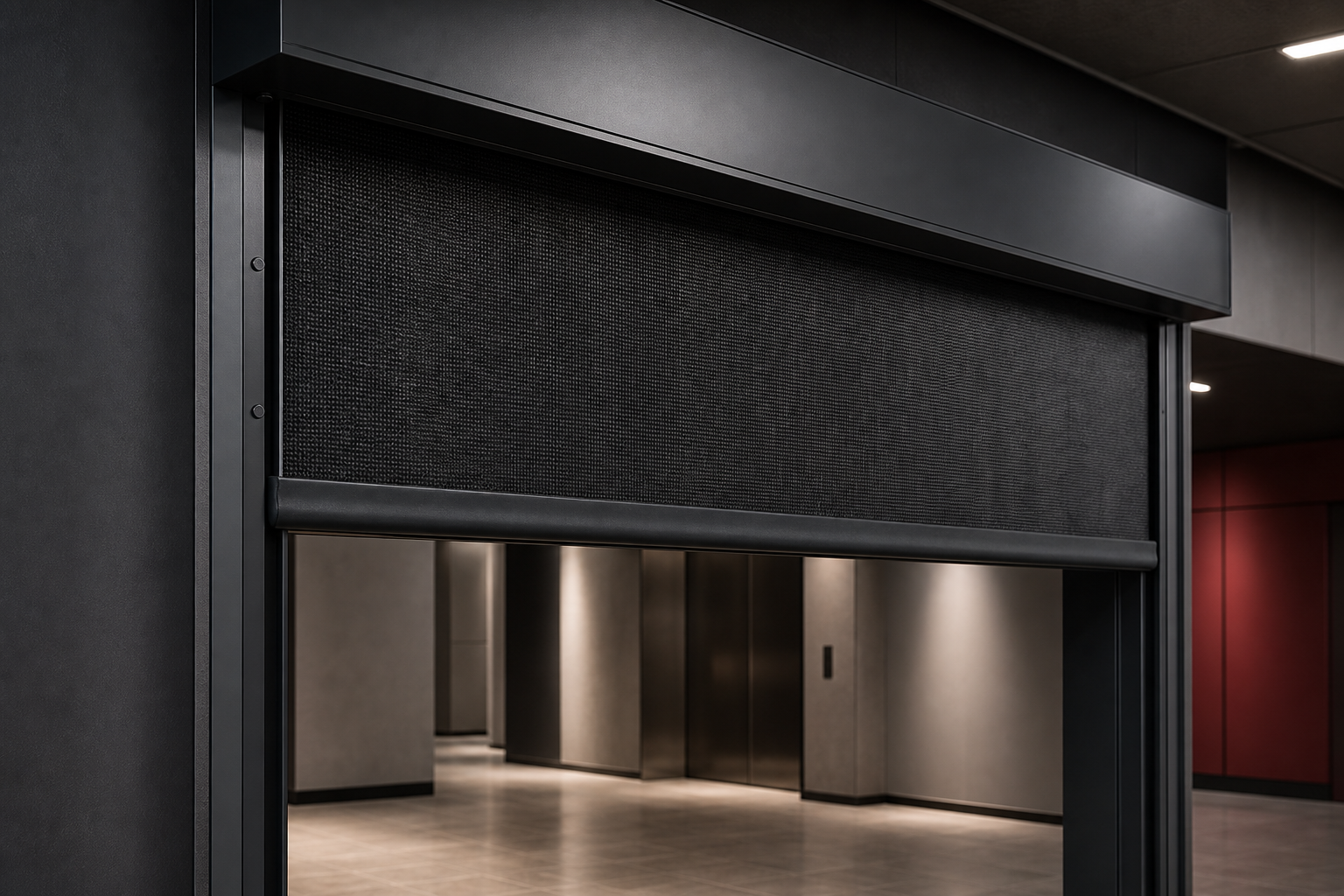 Flexible fire curtain and compact headbox detail