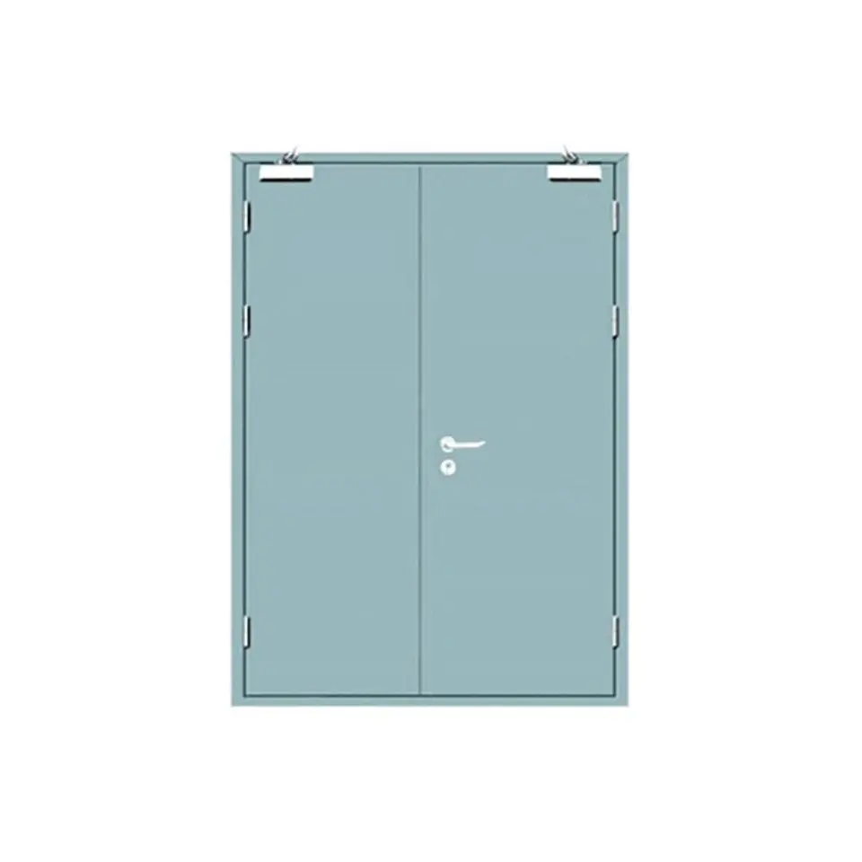 Double grey steel doorset